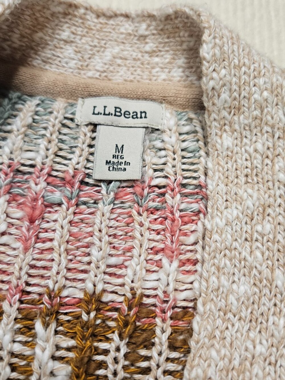 LL Bean Fair Isle open front cardigan - size Medium - Picture 2 of 10